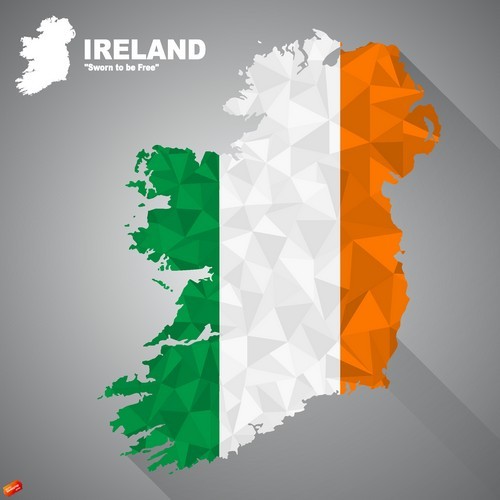 Flag vector on map of Ireland