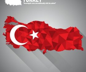 Flag vector on map of Turkey