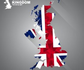 Flag vector on the map of united kingdom