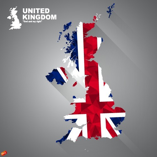Flag vector on the map of united kingdom