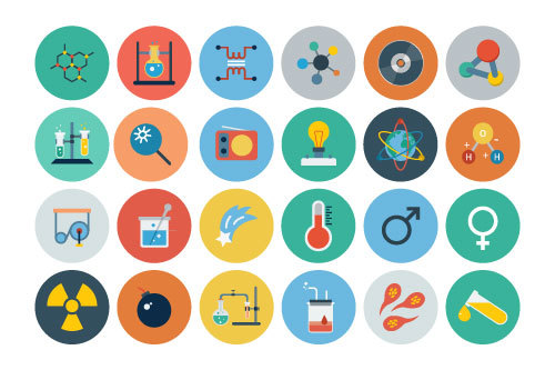 Flat science icons vector