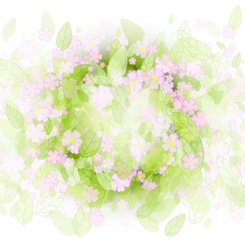 Flower and green leaf vector background