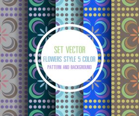Flowers style 5 color seamless background vector