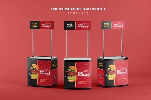 Franchise food stand booth vector