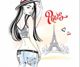French beautiful girl vector