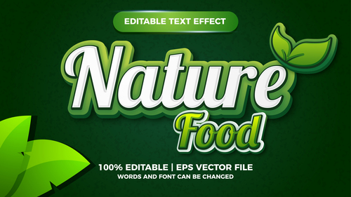 Fresh Nature Food editable text effect for logo design vector