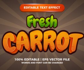 Fresh carrots editable text effect comic games title vector