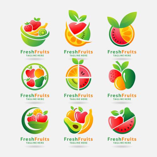 Fresh fruits logo vector