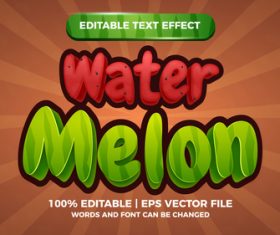 Fresh watermelon editable text effect comic games title vector