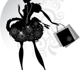 Girl silhouette vector holding shopping bags