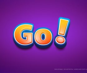 Go 3d editable text style effect vector