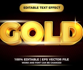 Gold editable text effect vector