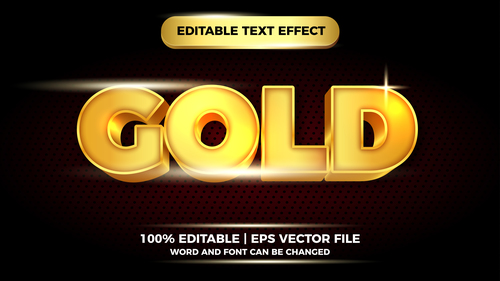 Gold editable text effect vector