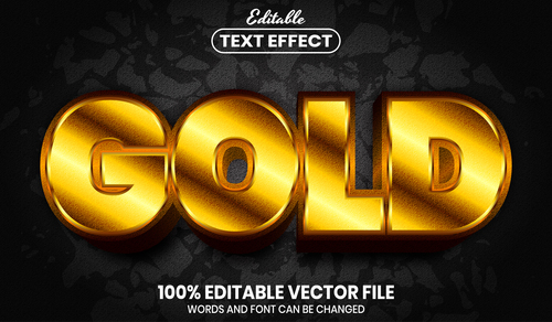 Gold font style editable text effect vector
