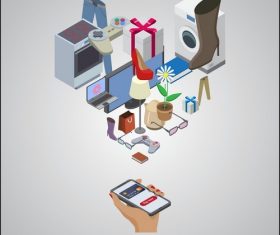 Goods complete online store concept vector