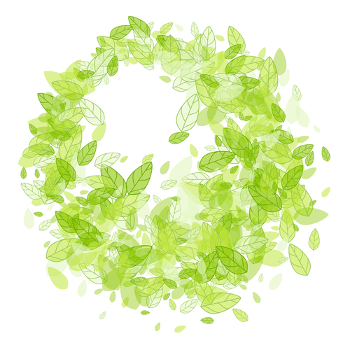 Green leaf frame background vector