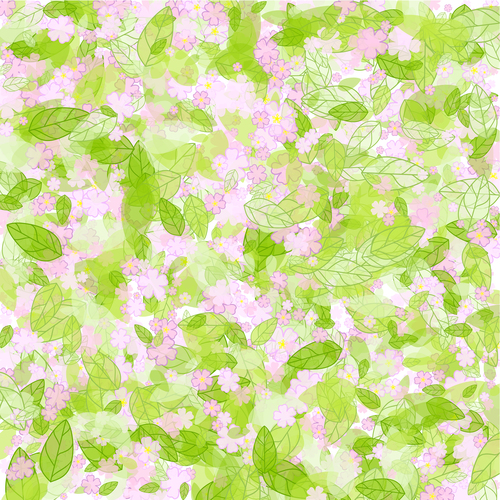 Green leaves and flowers vector background