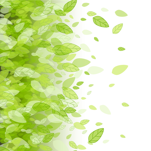 Green leaves vector background dancing in the wind