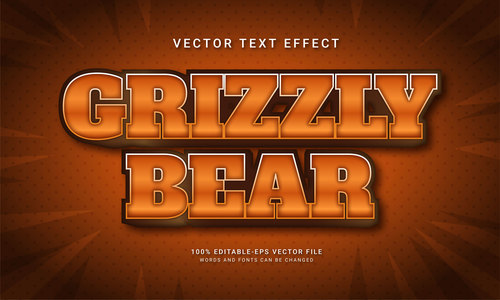 Grizzly bear vector text effect