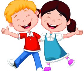 Happy brother and sister cartoon illustration vector