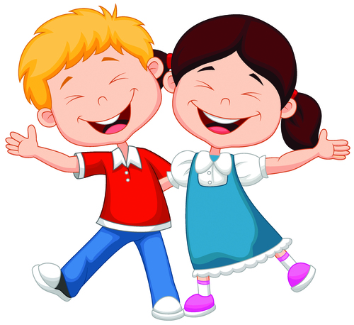 Happy brother and sister cartoon illustration vector free download