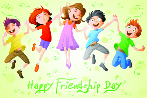 Happy friendship day cartoon illustration vector