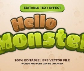 Hello Monster editable text effect comic games title vector