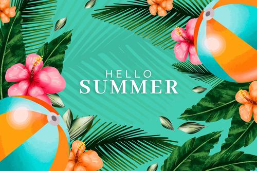 Hello summer greeting card vector