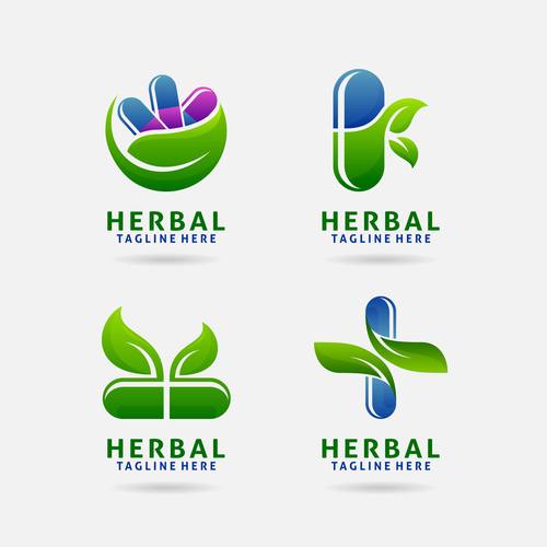 Herbal capsule logo vector