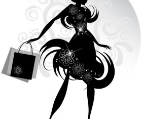 Hipster women silhouette vector
