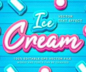 Ice cneam vector text effect