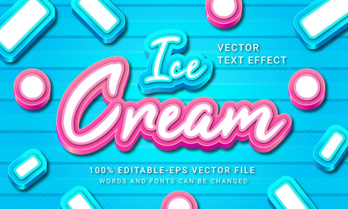 Ice cneam vector text effect