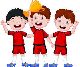 Kids waiting for the trophy cartoon illustration vector