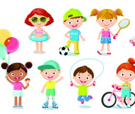 Kids who like different kinds of sports vector