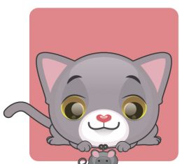 Kitten catching mouse vector