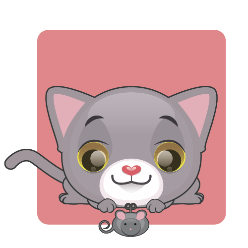 Kitten catching mouse vector