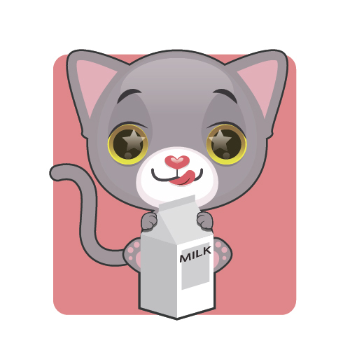 Kitten drinking milk vector