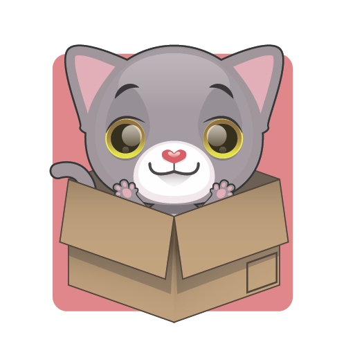 Kitten vector hidden in cardboard box