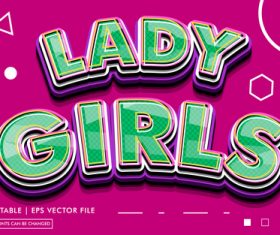 Lady girls editable text style effect vector