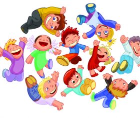 Laughing kids cartoon illustration vector