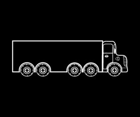 Lengthened truck black and white silhouette vector