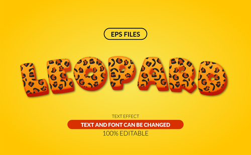 Leopard 3d editable text style vector