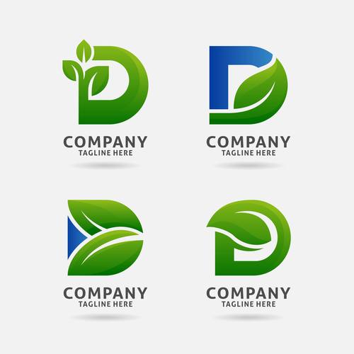Letter d leaf logo vector