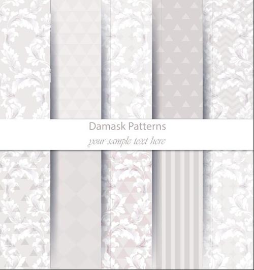 Light gray damask patterns vector
