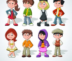 Little girl and little boy cartoon illustration vector