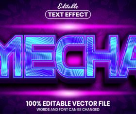 Mecha font style editable text effect vector