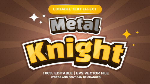 Metal Knight editable text effect comic games title vector