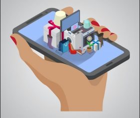 Mobile shopping concept vector