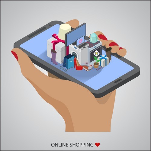 Mobile shopping concept vector