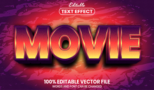 Movie font style editable text effect vector